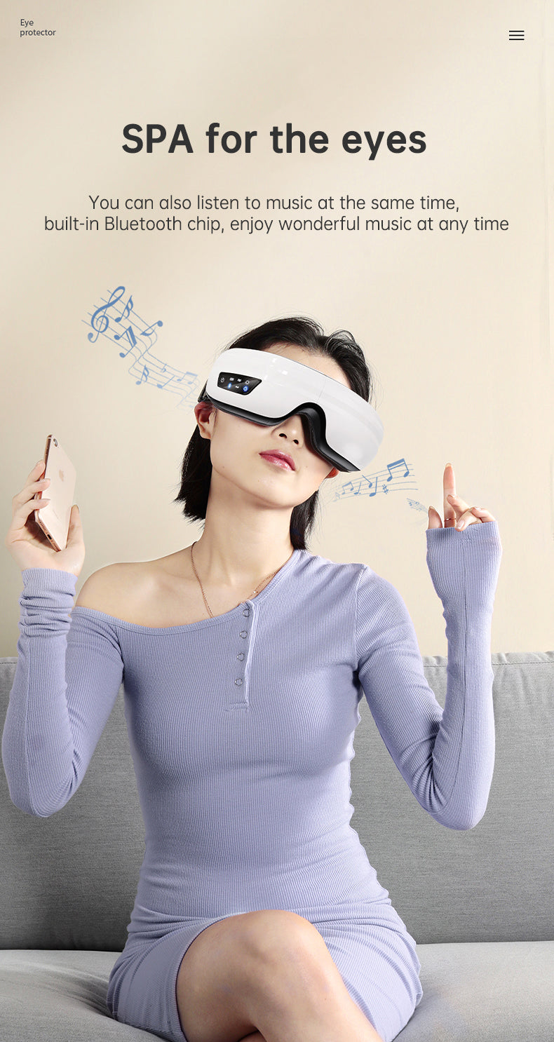 Eye Massager Air Pressure Vibration Eye Protector Bluetooth Eye Massage Relax Migraines Relief Improve Sleep - Korvel