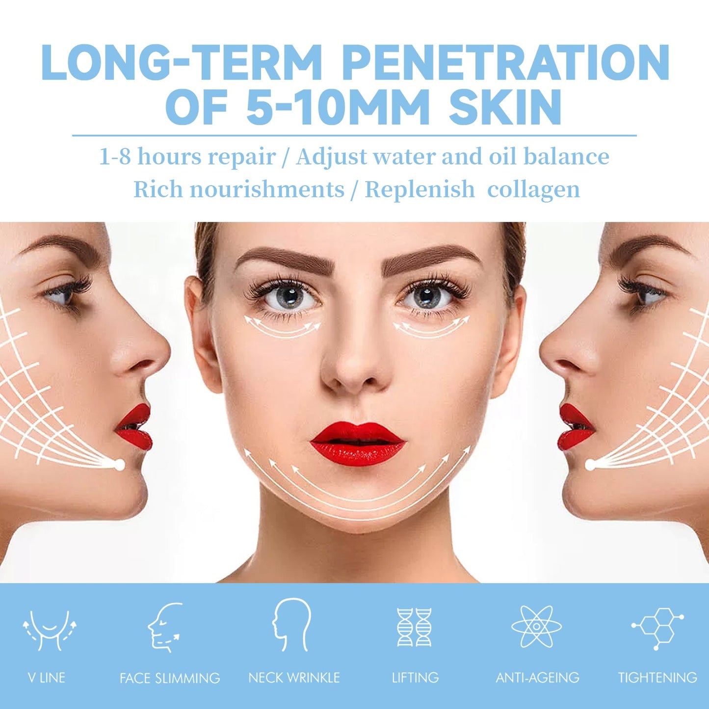 V-Shaped Face Mask, Face Double Chin Firming Small Face Shape Hanging Ear V-Face Lift Mask - Korvel
