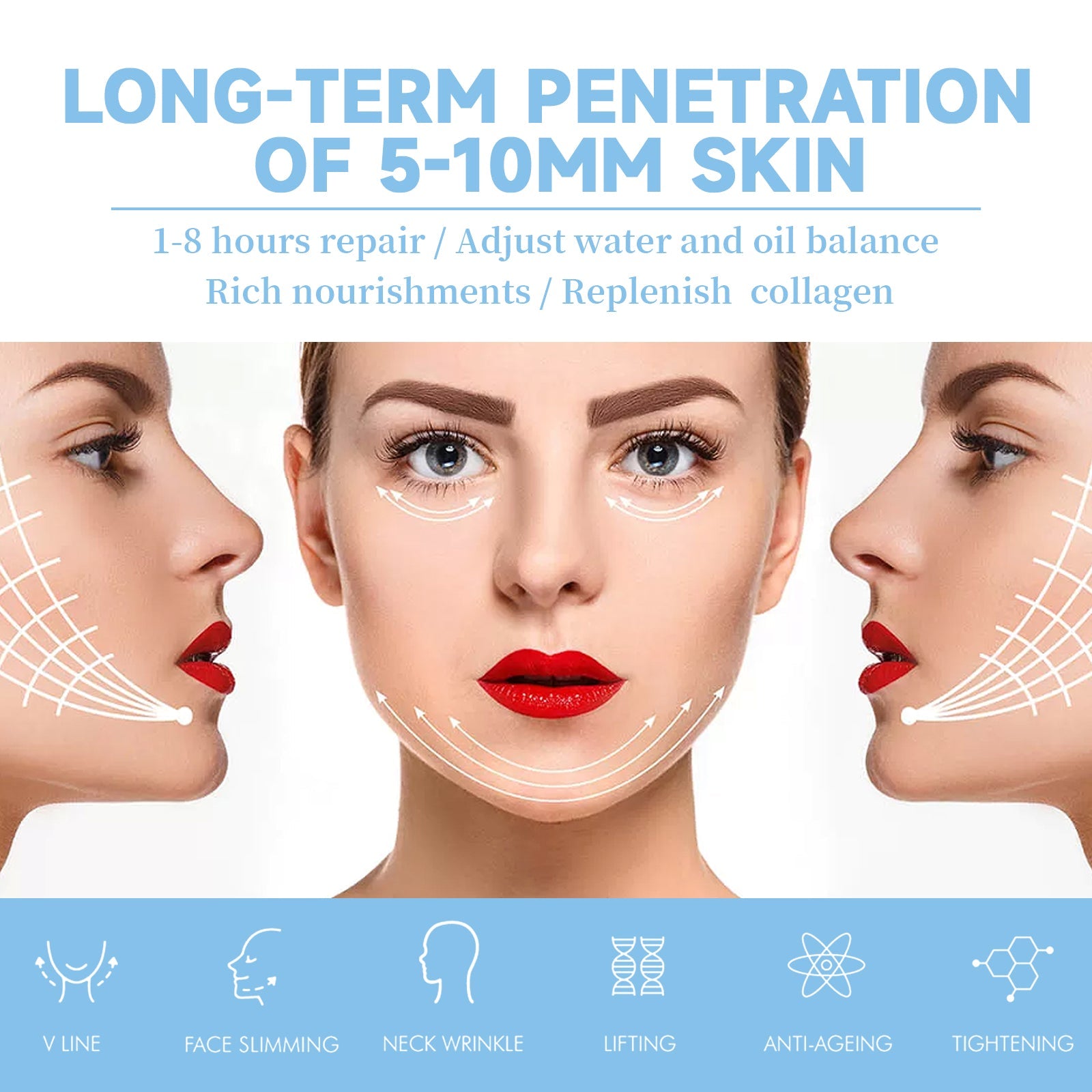 V-Shaped Face Mask, Face Double Chin Firming Small Face Shape Hanging Ear V-Face Lift Mask - Korvel