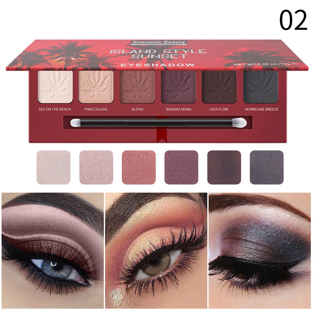 Paleta de Sombra de Ojos Mate Perlescente de 6 Colores de Romantic Beauty