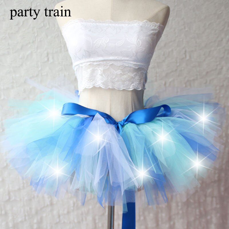 Arrival Women Tulle Tutu Skirt Sexy Mini Fancy Adult Petticoat Fluffy Yarn Ballet Dance Halloween Led Light Up - Korvel