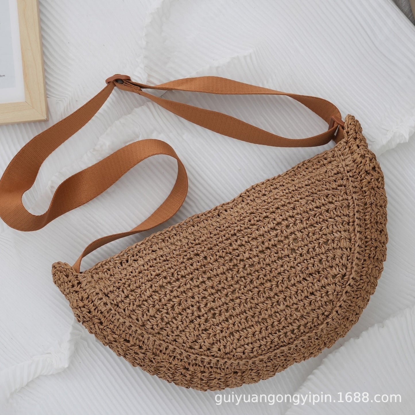 Bolso de mano de mimbre tipo dumpling para mujer