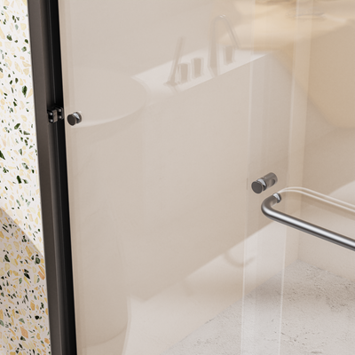 44 "-48" wide * 72 "high semi frameless double sliding shower door 1/4" (6mm) thick SGCC tempered glass door, matte black - Korvel