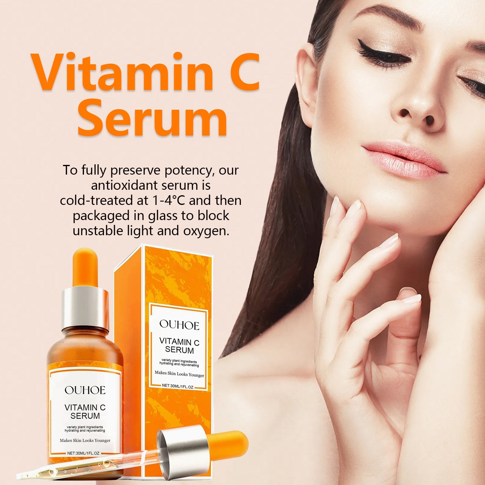 Vitamin C Face Serum, Lighten Fine Lines And Tighten Facial Skin Anti-Aging Serum - Korvel