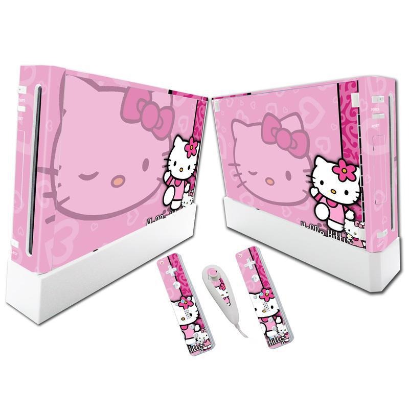 Stylish Wii Console Stickers - Hello Kitty & Pikachu Designs