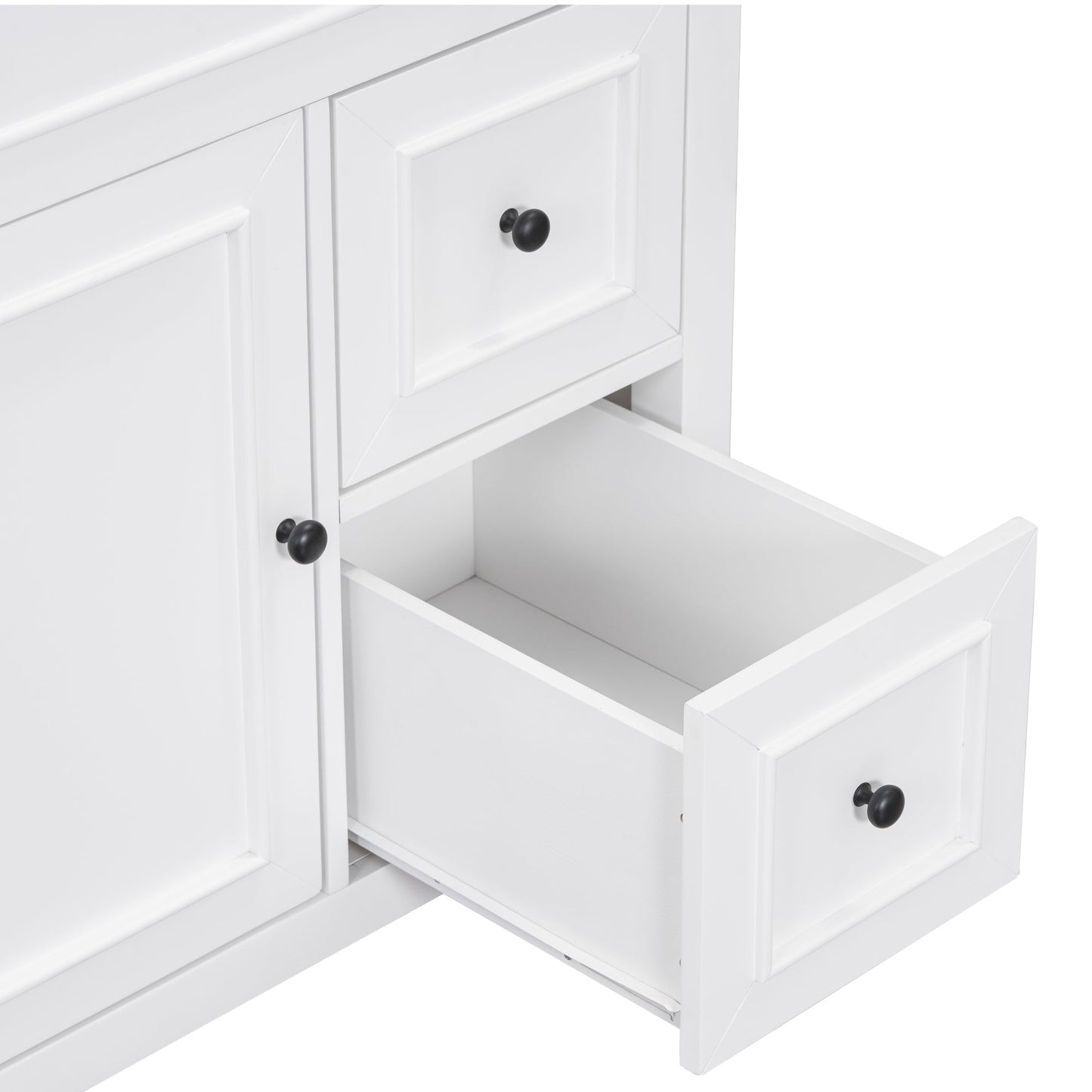 30" Bathroom Vanity with Sink Top, Bathroom Vanity Cabinet with Door and Two Drawers, Solid Wood Frame, One Package, White - Korvel