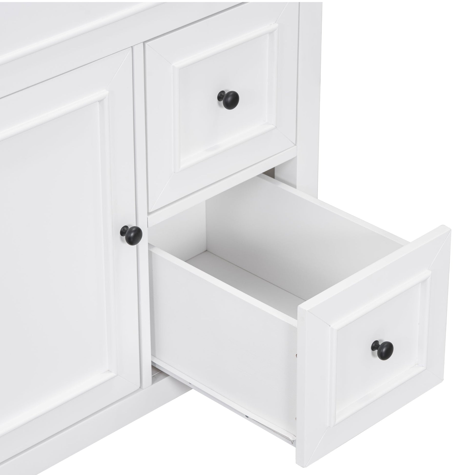 30" Bathroom Vanity with Sink Top, Bathroom Vanity Cabinet with Door and Two Drawers, Solid Wood Frame, One Package, White - Korvel