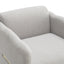 Armchair with wavy armrests, metal decorations on both sides of the armrests, made of Teddy cloth, light gray - Korvel