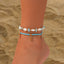 Conjunto de Tobilleras Elegantes de Perlas de Arroz Circulares para Playa - 3 Piezas