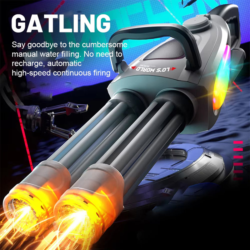 Electric LED Rotating Gatling Water Gun - Auto-Spray Blaster