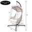 Swing Egg Chair with Stand Indoor Outdoor Wicker Rattan Frame 350lbs Capacity Hammock Chair for Patio Bedroom with Sunshade Clot - Korvel