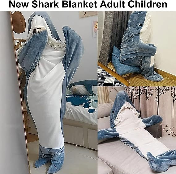 Cartoon Shark Sleeping Bag Pajamas Office Nap Shark Blanket Karakal High Quality Fabric Mermaid Shawl Blanket For Children Adult - Korvel
