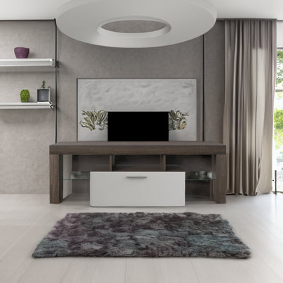 Modern Brown and White TV Stand with Quick Assembly