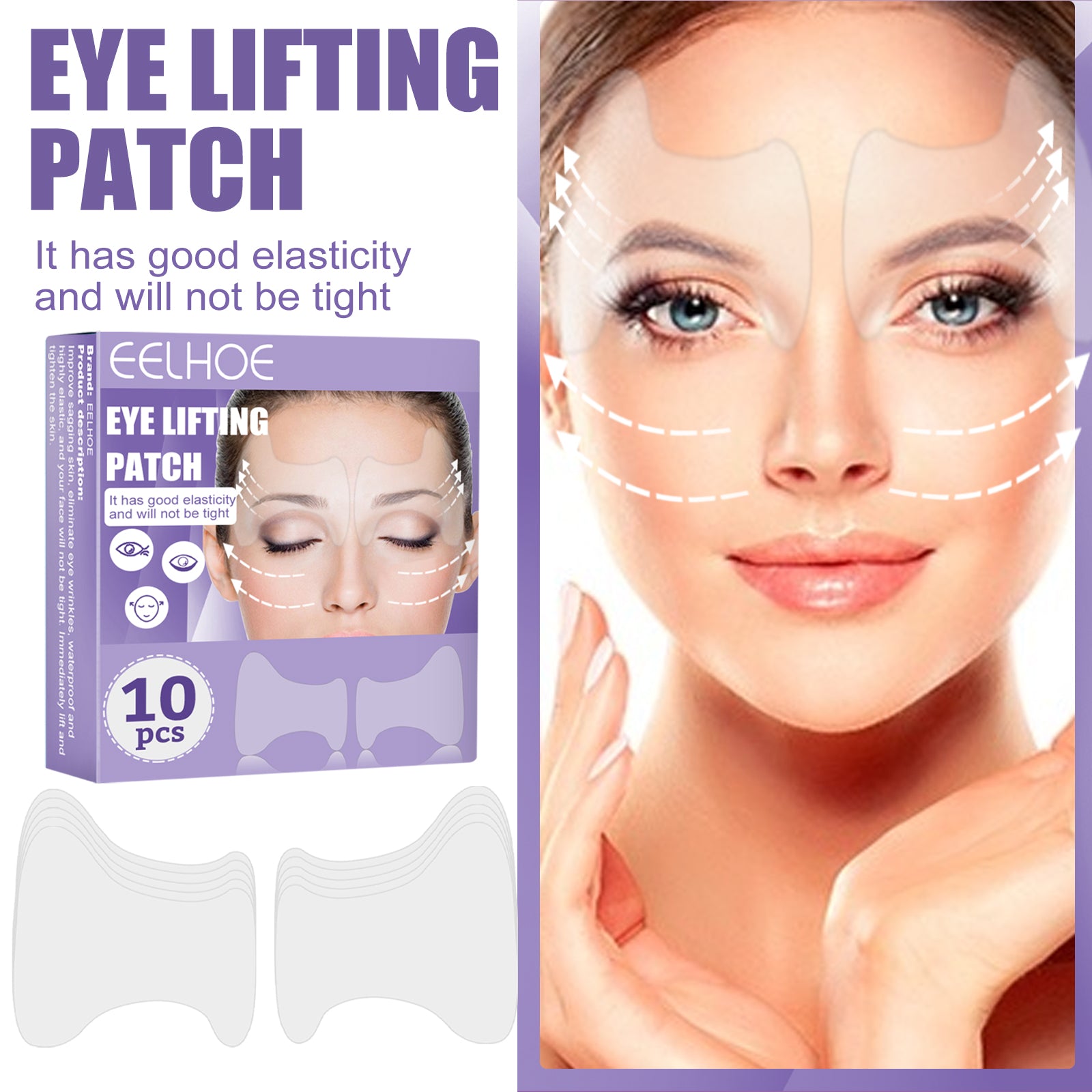 Eye Lifting Patch, Reduces Fine Lines Under Eye Bags Multi-Action Collagen Eye Mask Firming Lift Eye Patch - Korvel