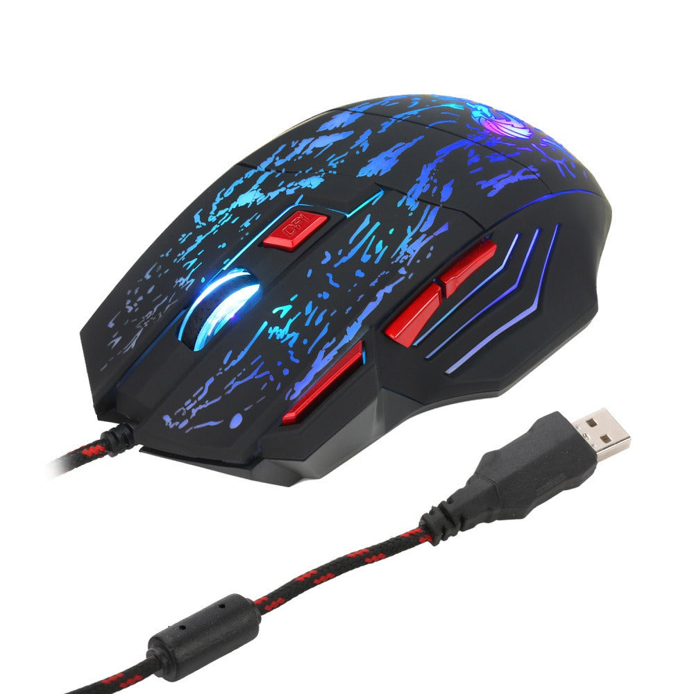Flowing Crack Colorful Luminous Gaming Mouse Wired Blaze Bird Mouse - Korvel