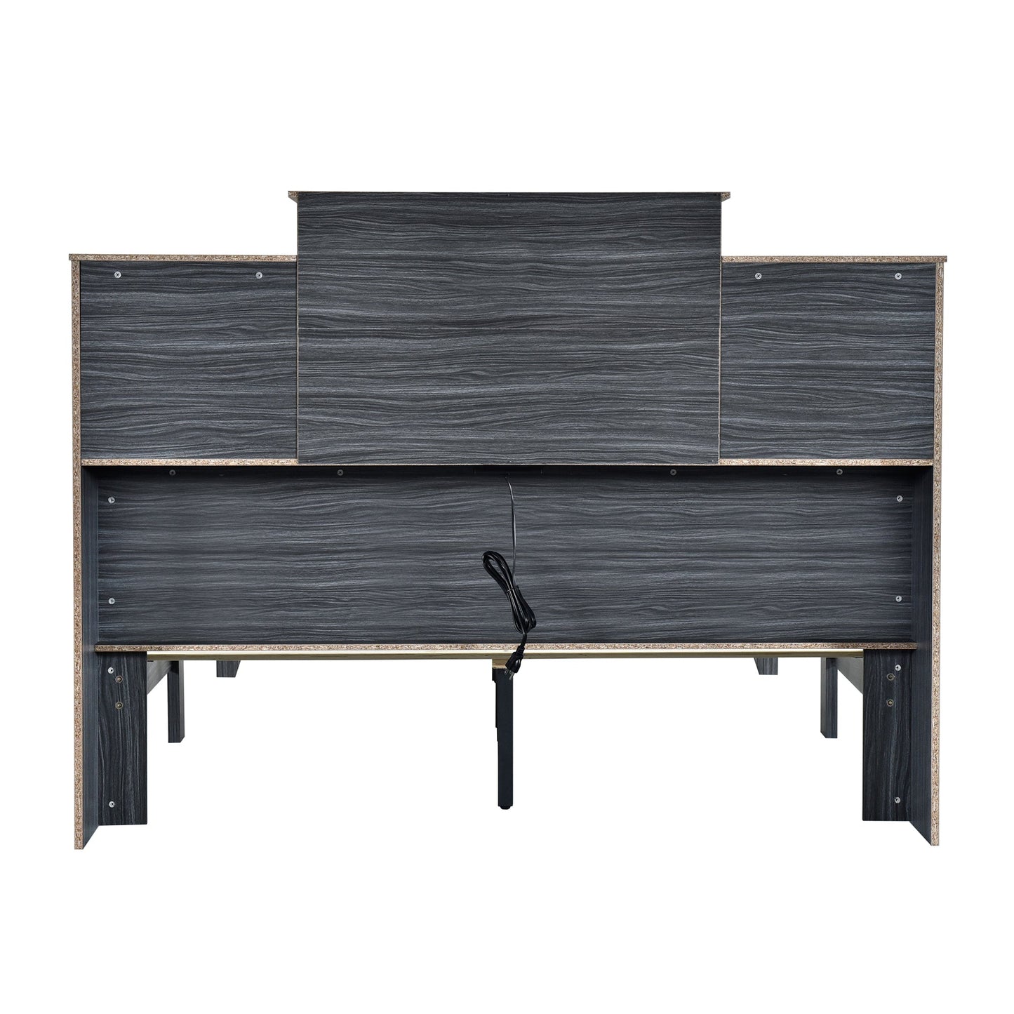Queen Size Storage Platform Bed Frame with USB Charging - Gray