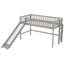 Cama baja tipo loft tamaño twin con escalera y tobogán - Gris