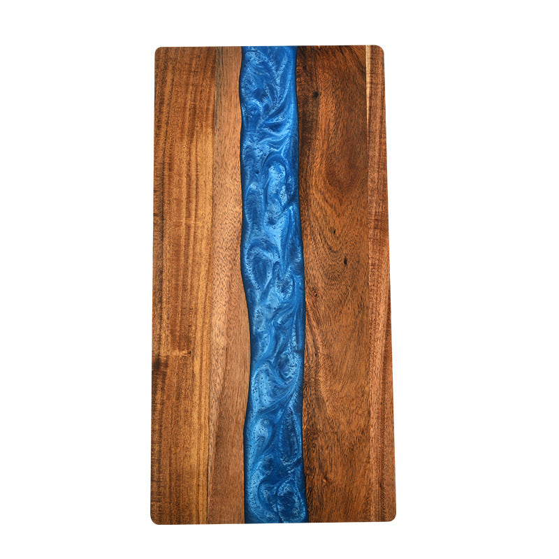 Acacia Wood Resin Splicing Large Charcuterie Board Epoxy Resin Ocean Wave Pattern Cutting Board for Kitchen - Korvel