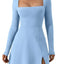 Robe corset à col carré et manches longues pour femmes
