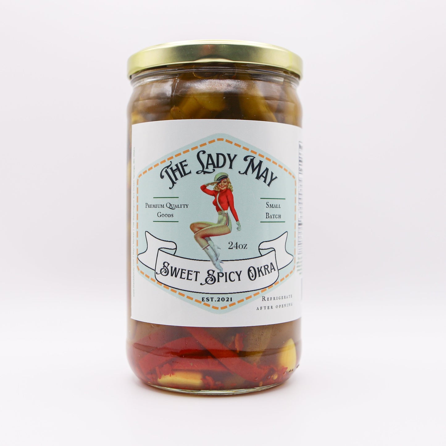 Lady May Okra Encurtido Dulce y Picante – Paquete de 2 (Frascos de 24oz)