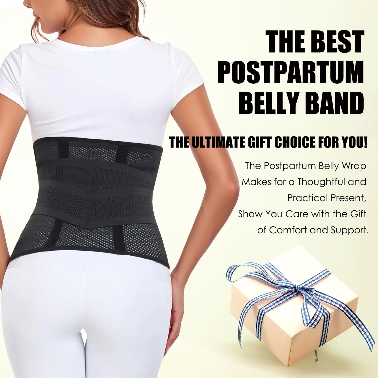 Postpartum Belly Band - Abdominal Support Wrap in Midnight Black