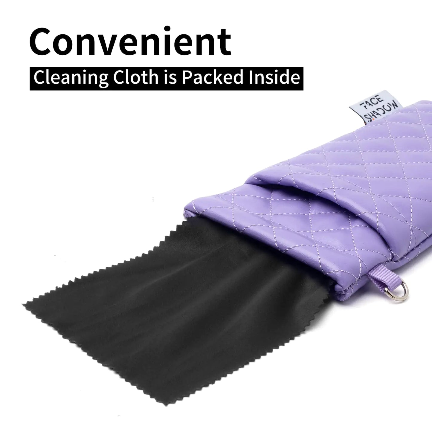 Premium Double Glasses Case with Cleaning Cloth - Purple