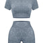 OLCHEE Women's Seamless Acid Wash Yoga Set - Coffee, Small
