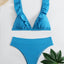 Ensemble de bikini taille haute à volants en V pour femmes