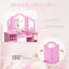 Kids Tri Folding Mirror Makeup Vanity Table Set - Pink