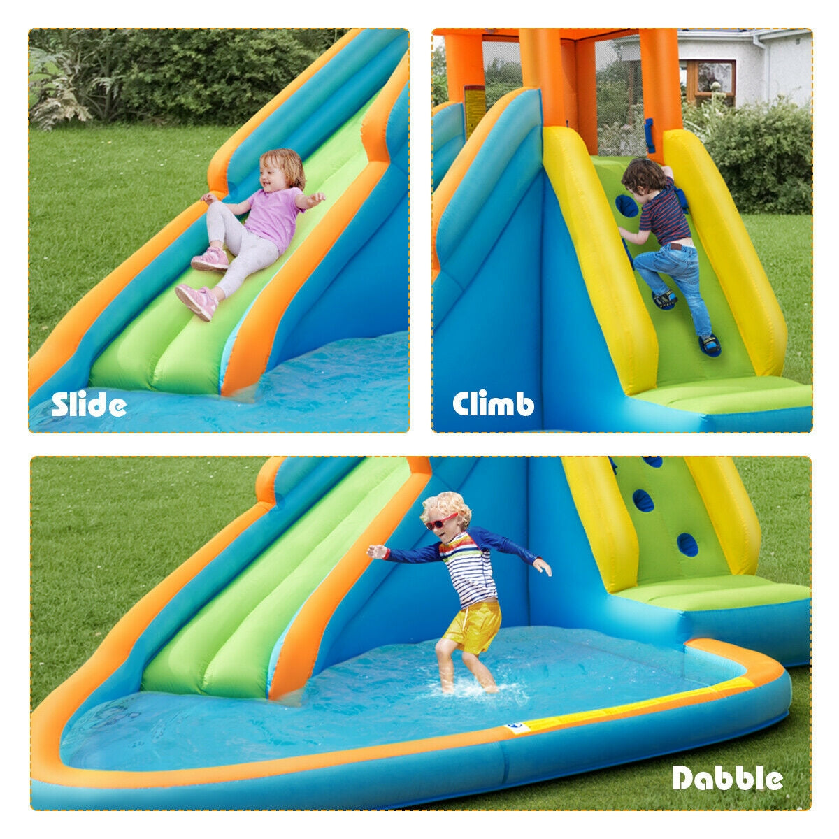 Inflatable Water Slide Bounce House with 740W Blower