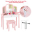 Kids Princess Make Up Dressing Table with Tri-folding Mirror - Pink