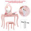 Kids Princess Makeup Dressing Play Table Set with Mirror - Pink