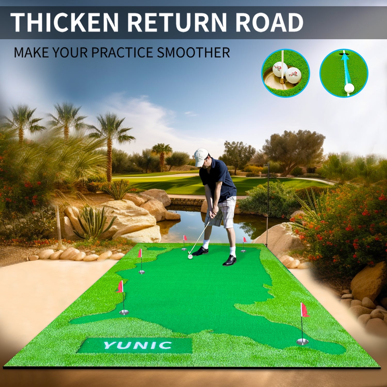 Premium 8ft x 16ft Golf Putting Green - US Map Design - Korvel