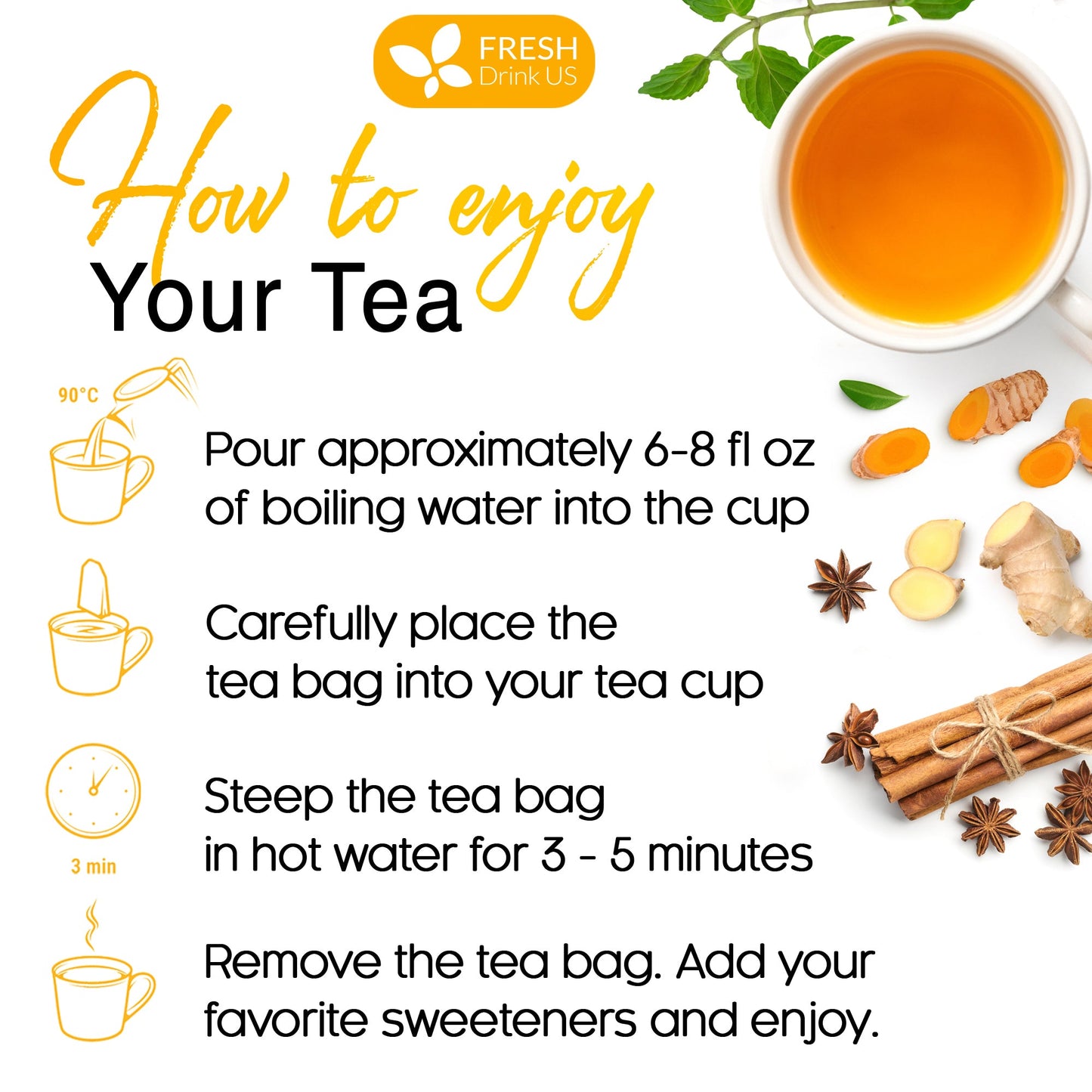Té de hojas sueltas antiinflamatorio, 100 % natural, con jengibre, cúrcuma, menta, pimienta negra y canela. 
