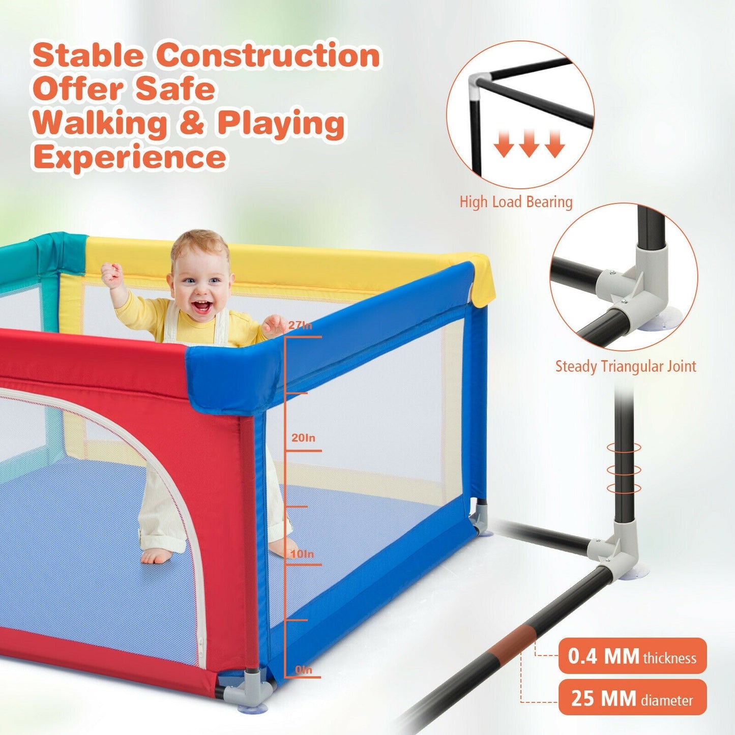 Large Safety Play Center Yard with 50 Balls for Infants
