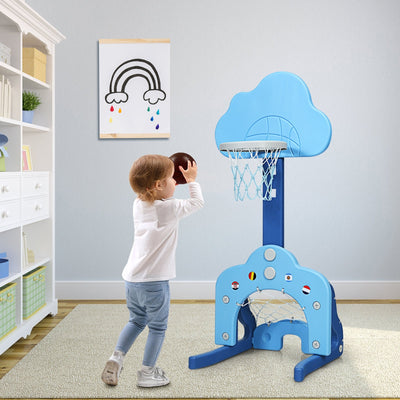 3-in-1 Kids Basketball Hoop Set with Balls - Blue