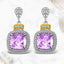 18k Yellow Gold & Sterling Silver Amethyst & Diamond Earrings