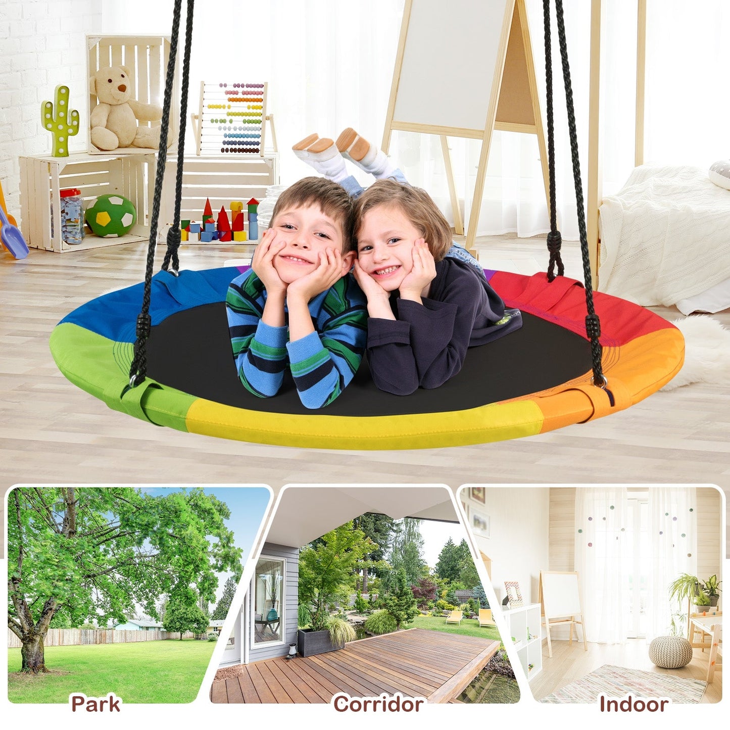 40-Inch Flying Saucer Tree Swing for Outdoor Fun