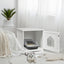 Weatherproof Multi-function Cat House Sidetable - White