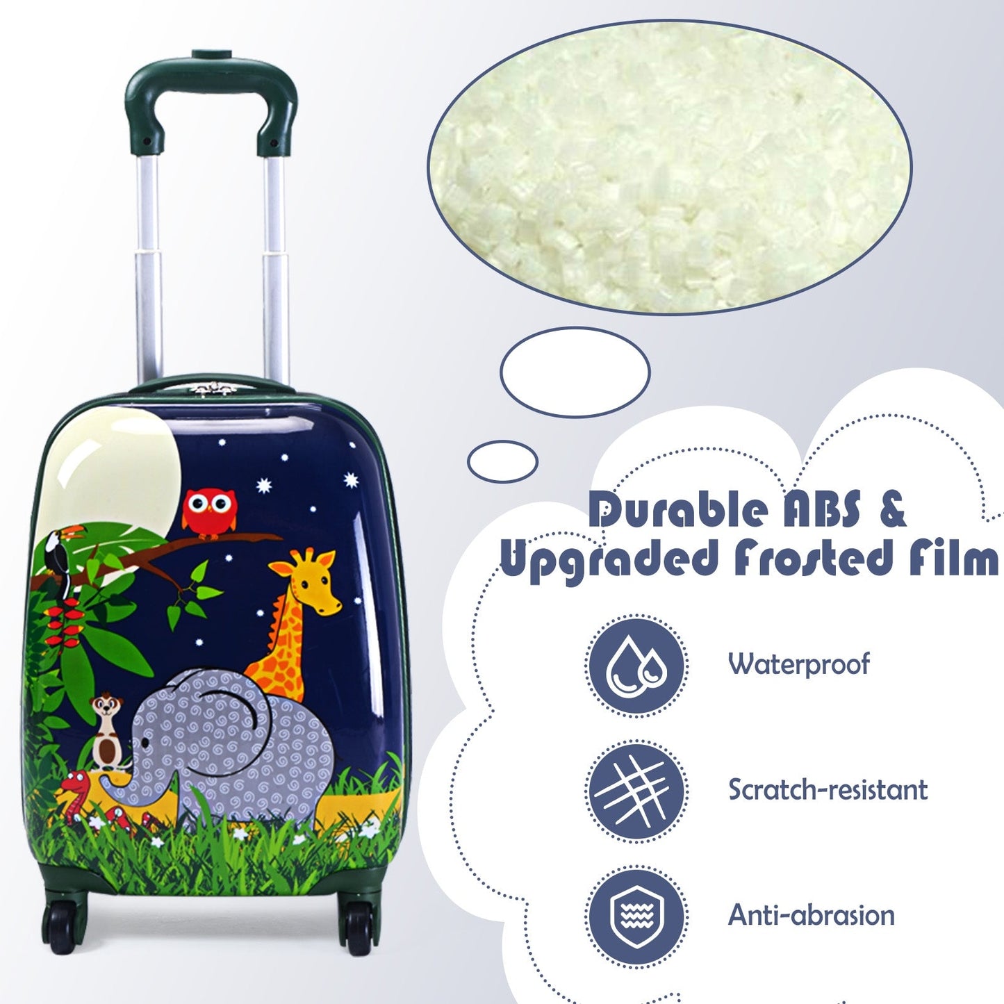 Kids 2-Piece Elephant Design Carry-On Luggage Set