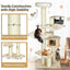 77.5-Inch Multi-Level Cat Tree Condo - Cream White