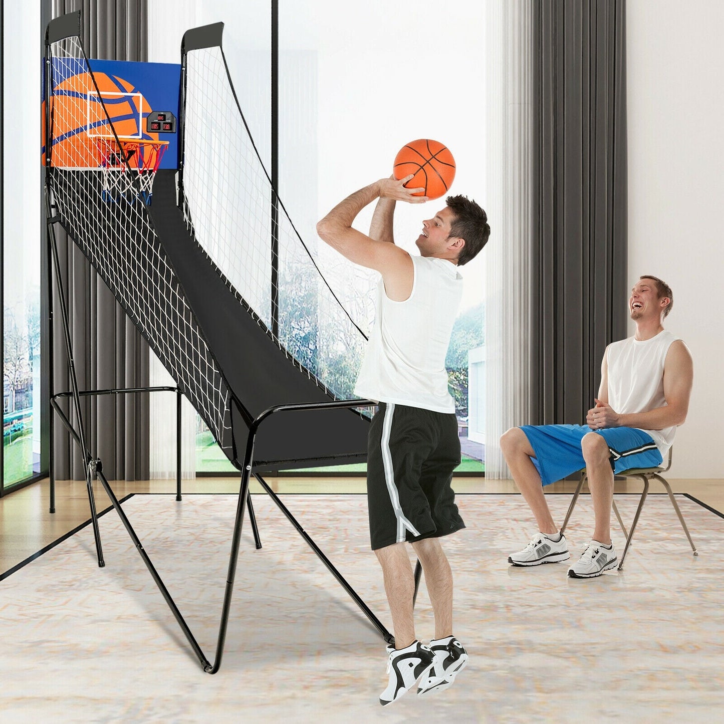 Juego de Arcade de Baloncesto Plegable de Tiro Único con Marcador Electrónico