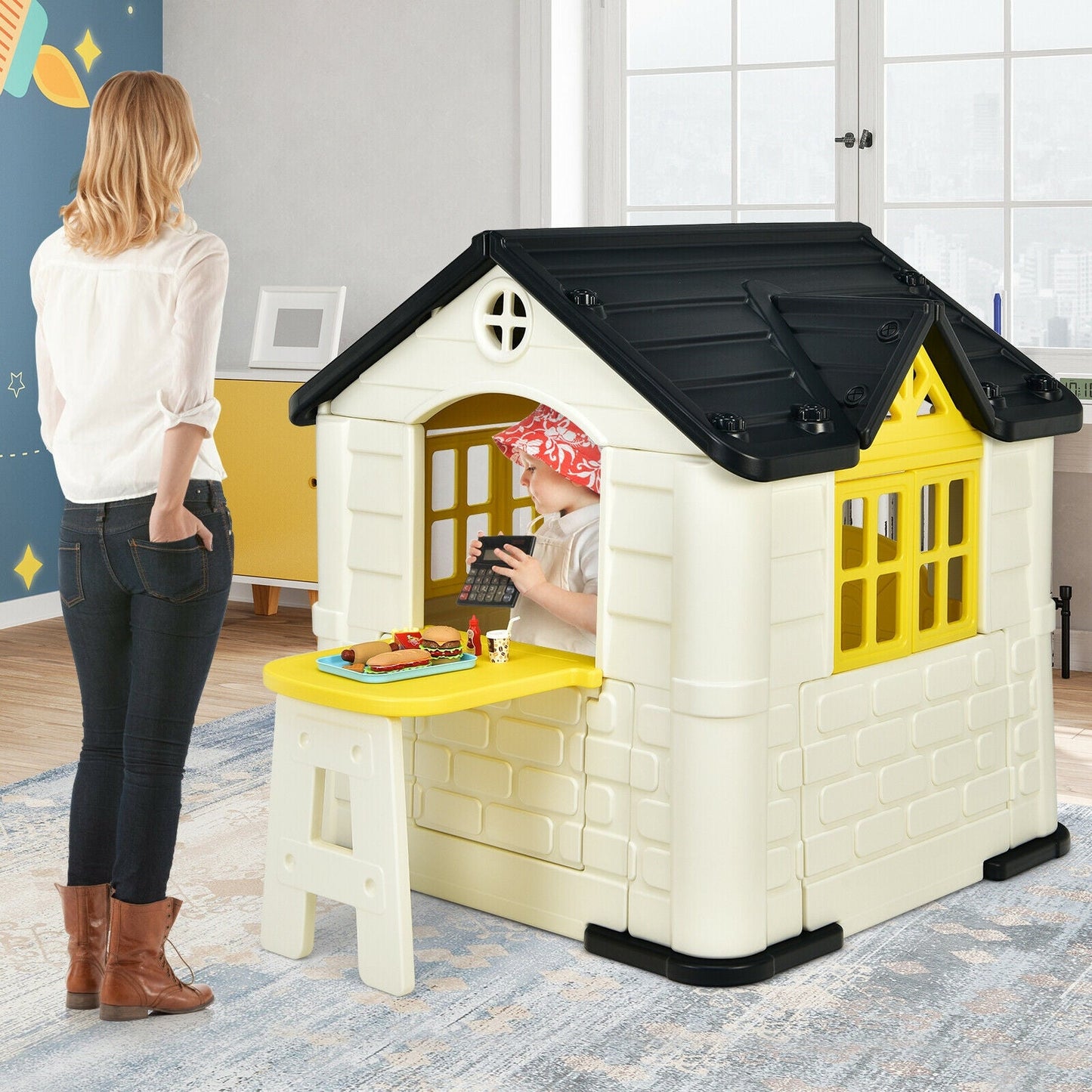 Conjunto de Juguetes Casa de Juegos Gbruno para Niños - 7 Piezas en Amarillo