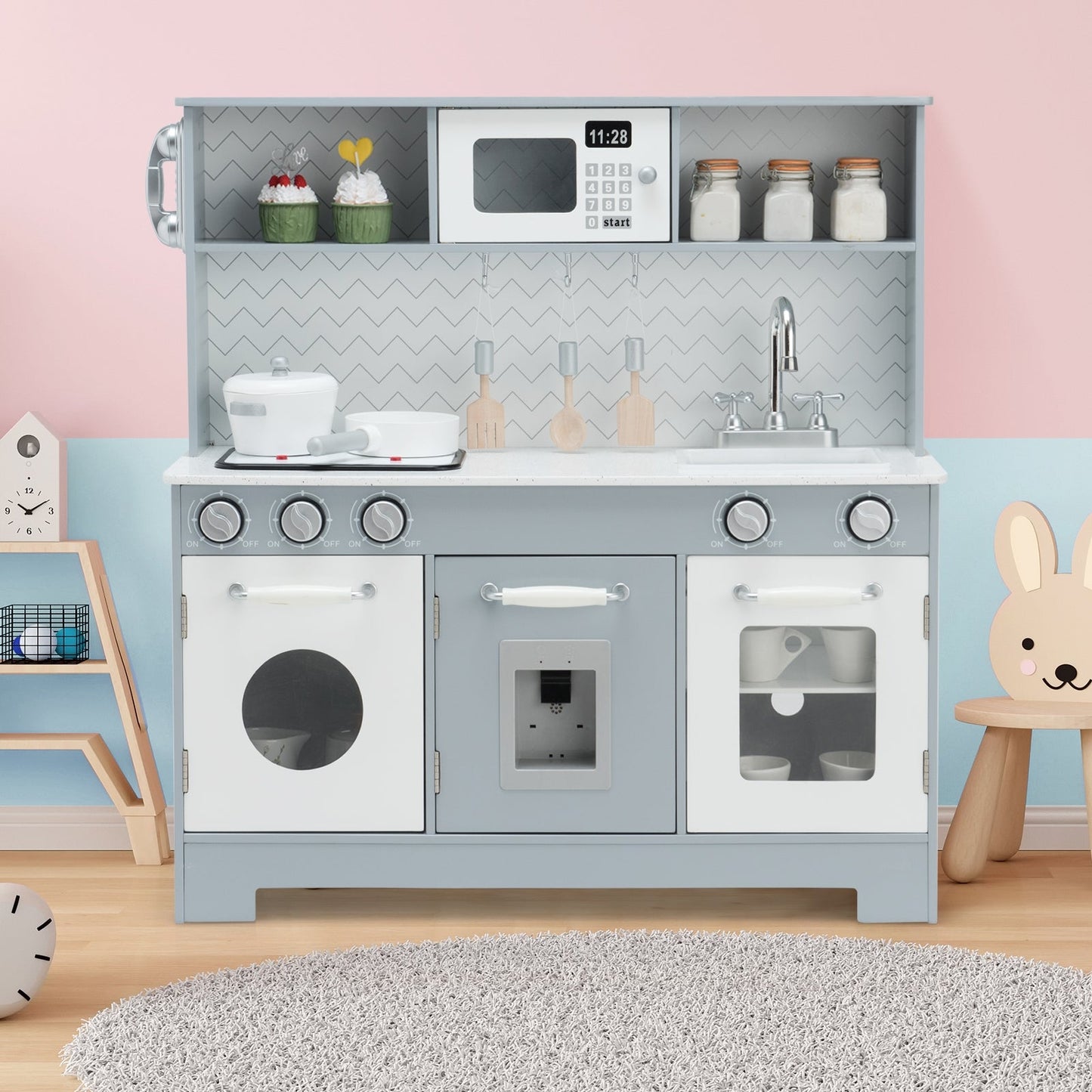 Set de cuisine en bois pour jeu de rôle avec lumière et son