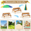 3-in-1 Kids Outdoor Picnic Water Sand Table with Umbrella - Yellow