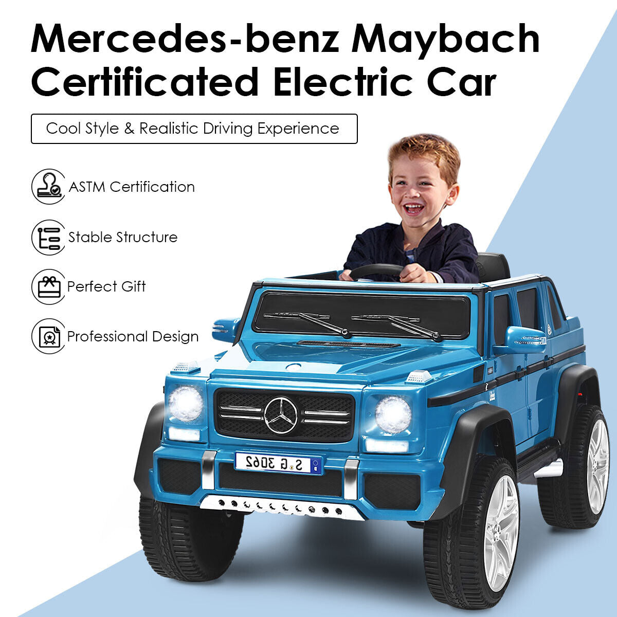 Coche de Paseo Licenciado Mercedes-Benz para Niños 12V - Azul Marino