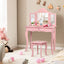 Conjunto de Mesa de Vanity con Espejo de Maquillaje Rosa para Niños