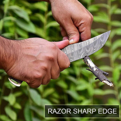 Premium Custom Damascus Steel Hunting and Skinning Knife - Korvel