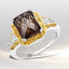 Bague cocktail en quartz fumé et diamants de 3,48 carats en argent sterling