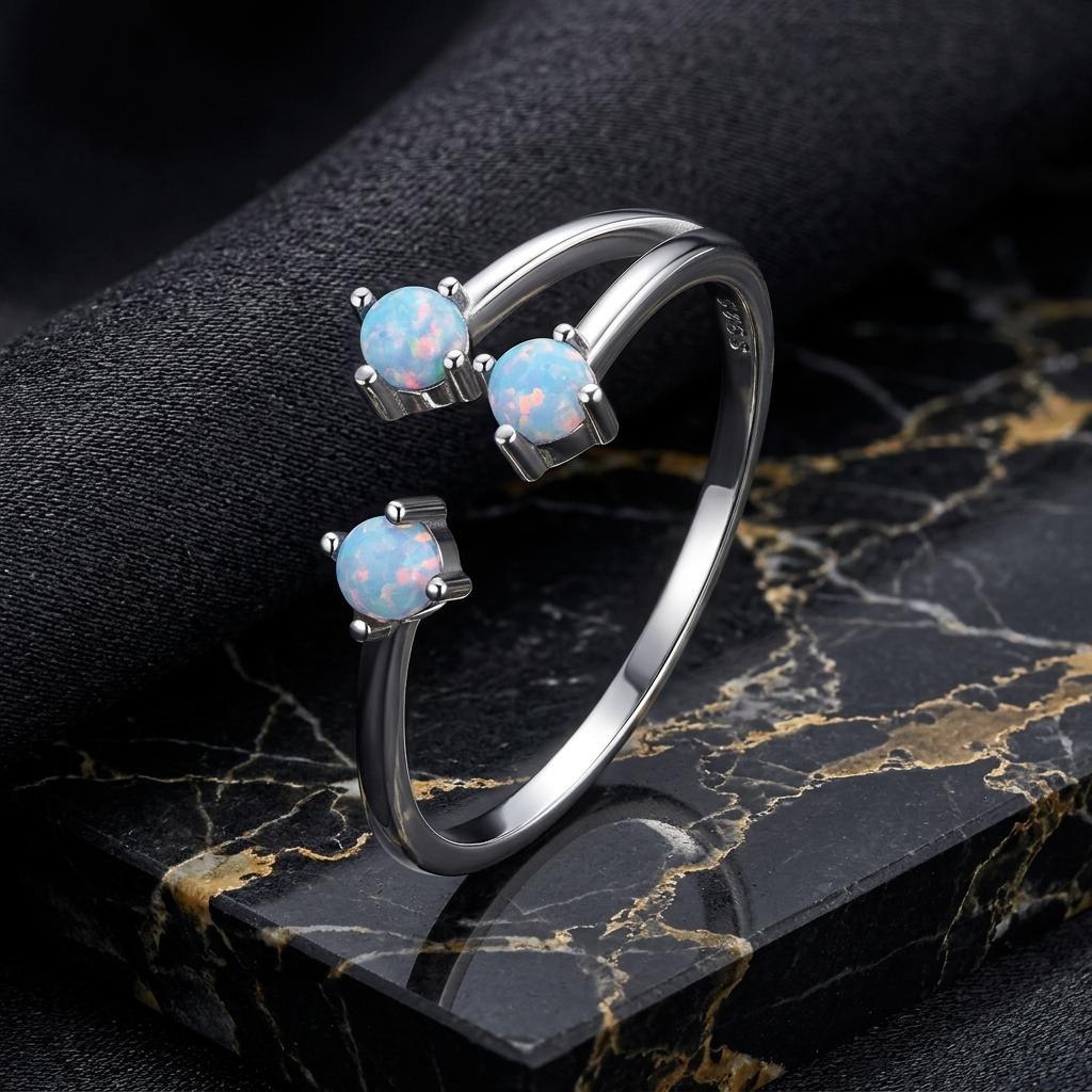 Anillo de Ópalo Translúcido de Plata Esterlina 925 para Mujeres